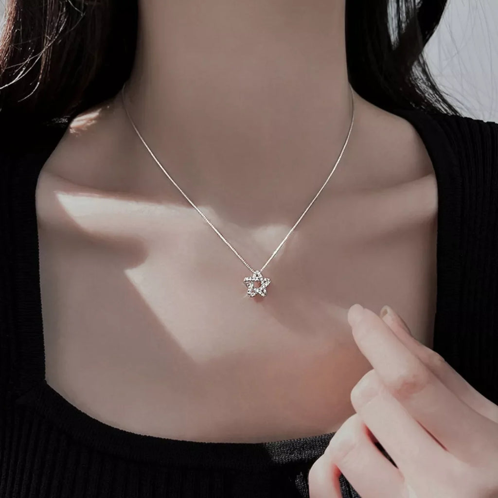 925 Sterling Silver Zircon Star Necklace