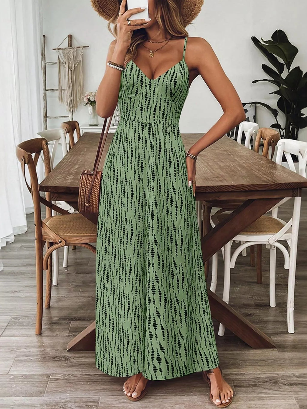 Spaghetti Strap Wide Leg Jumpsuit
