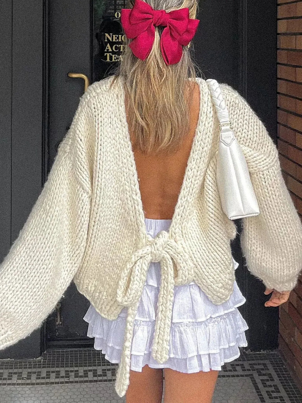 Tied Drop Shoulder Cardigan