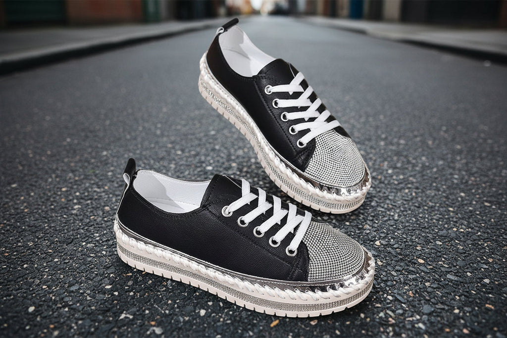 Women’s Plus Size White Sneakers – Chunky Sole Casual Everyday Shoes