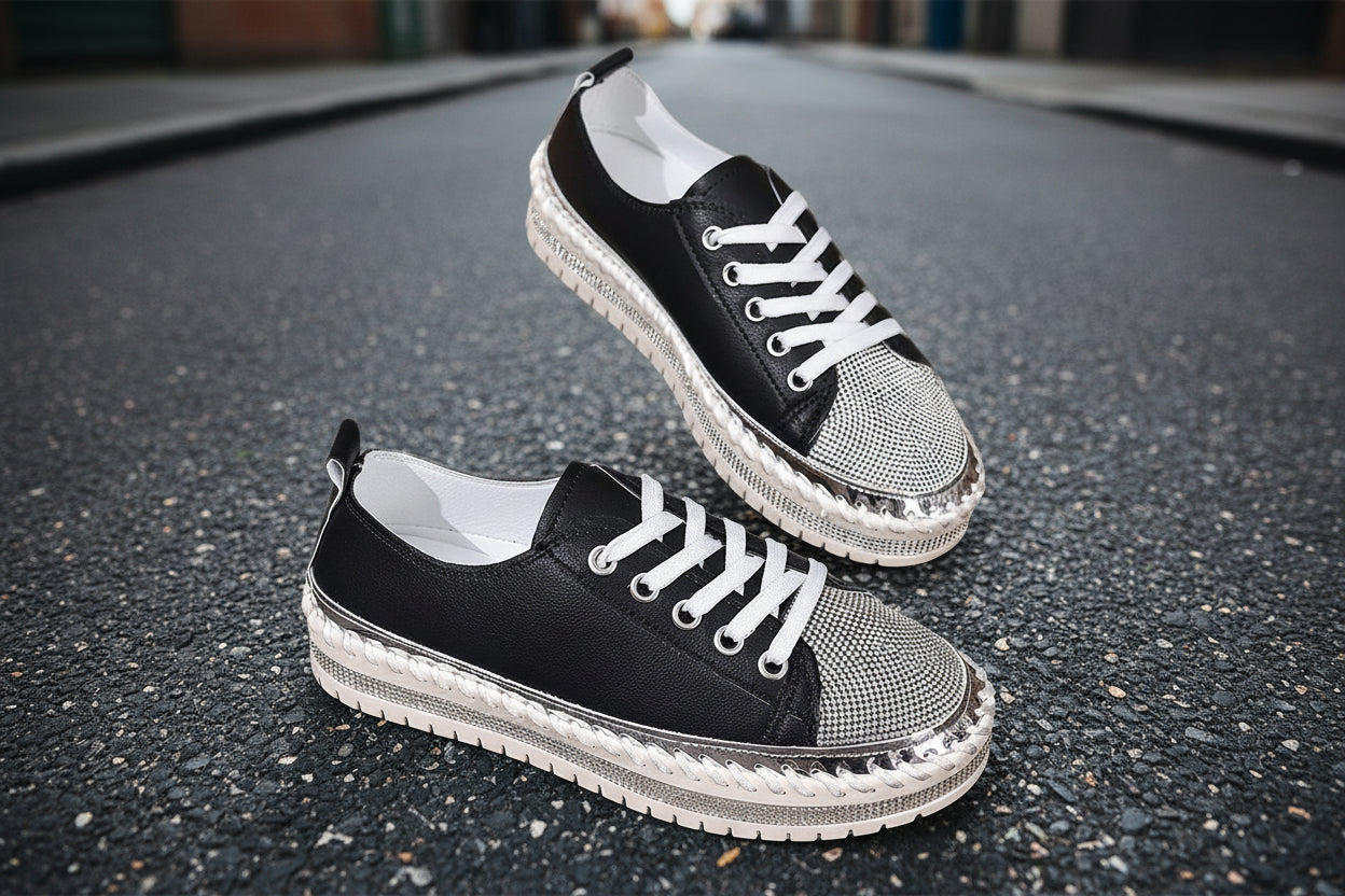 Women’s Plus Size White Sneakers – Chunky Sole Casual Everyday Shoes