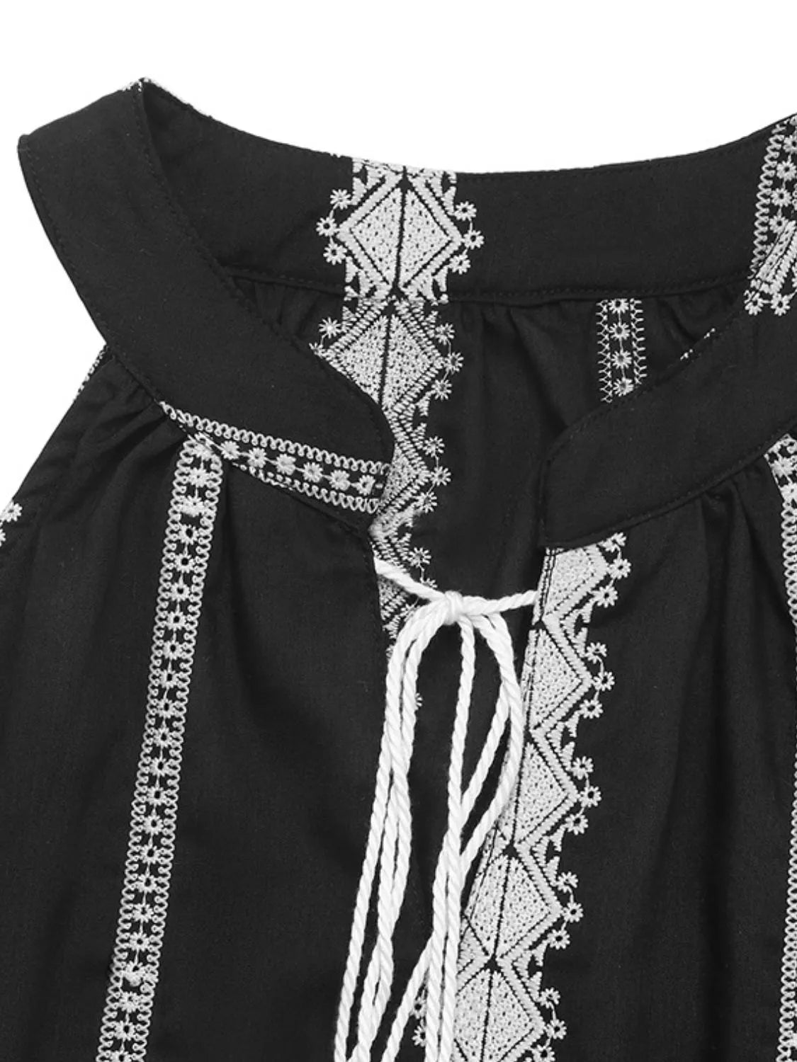 Tassel Tied Embroidered Tank