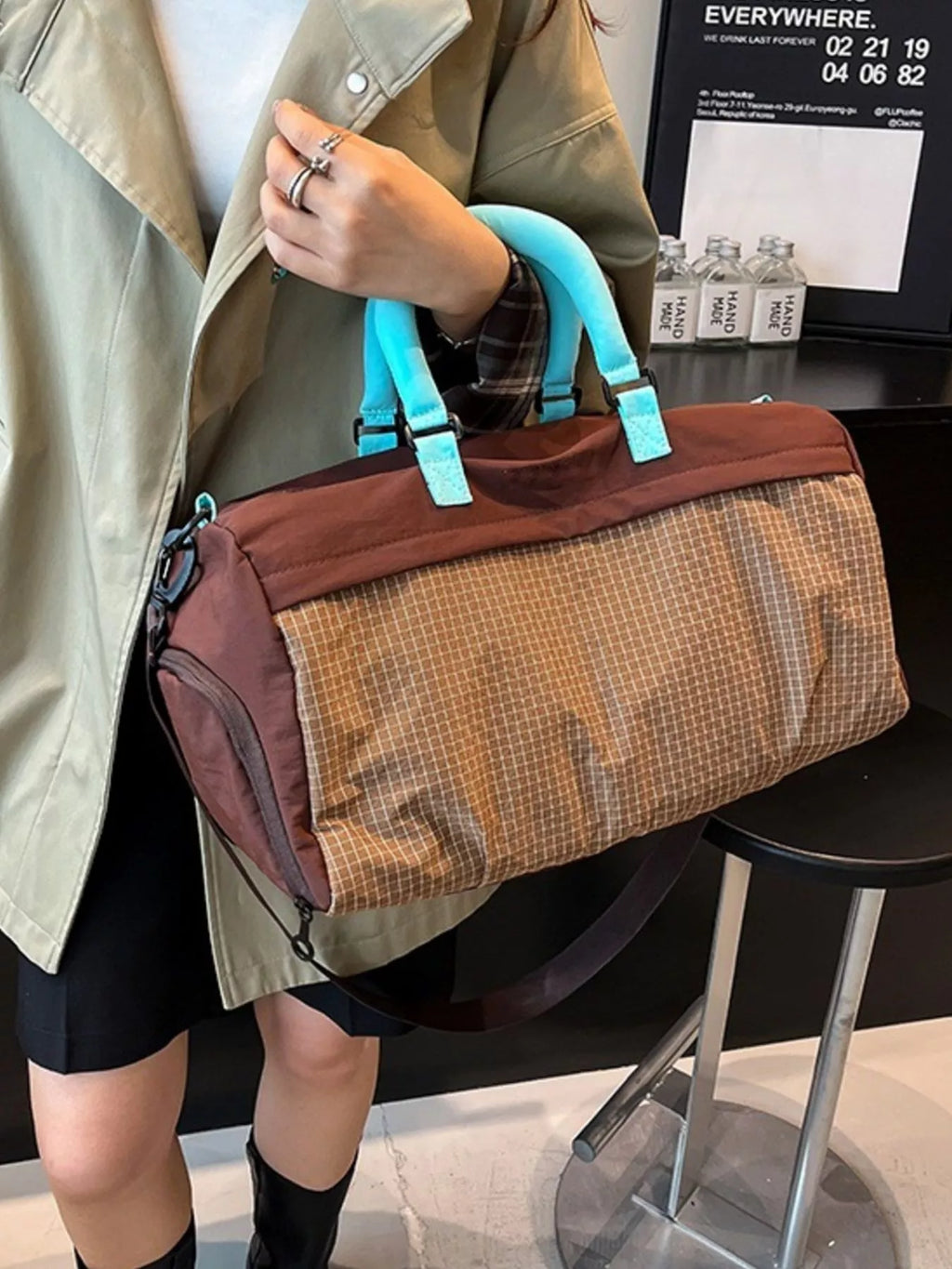 Plaid Oxford Sloth Travel Bag