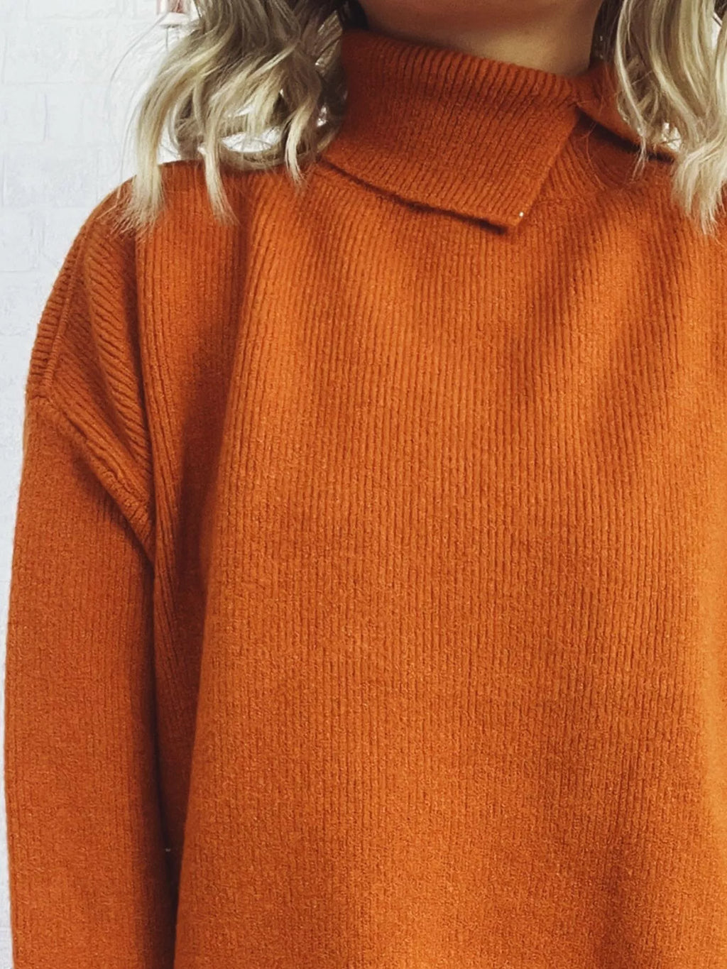 Slit Turtleneck Long Sleeve Sweater