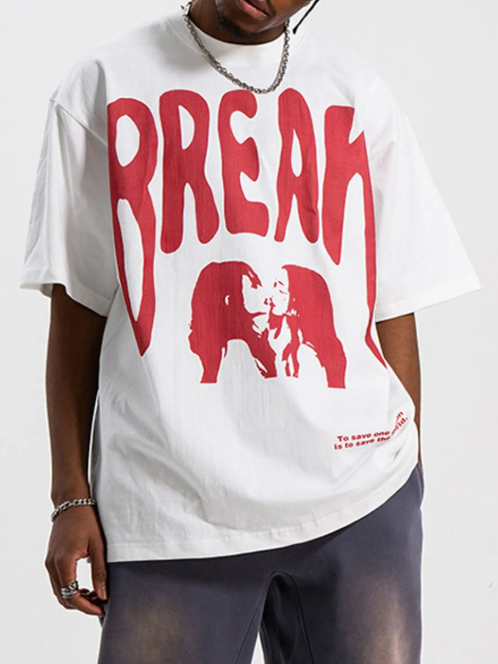 Men's Oversized Graphic Round Neck T-Shirt