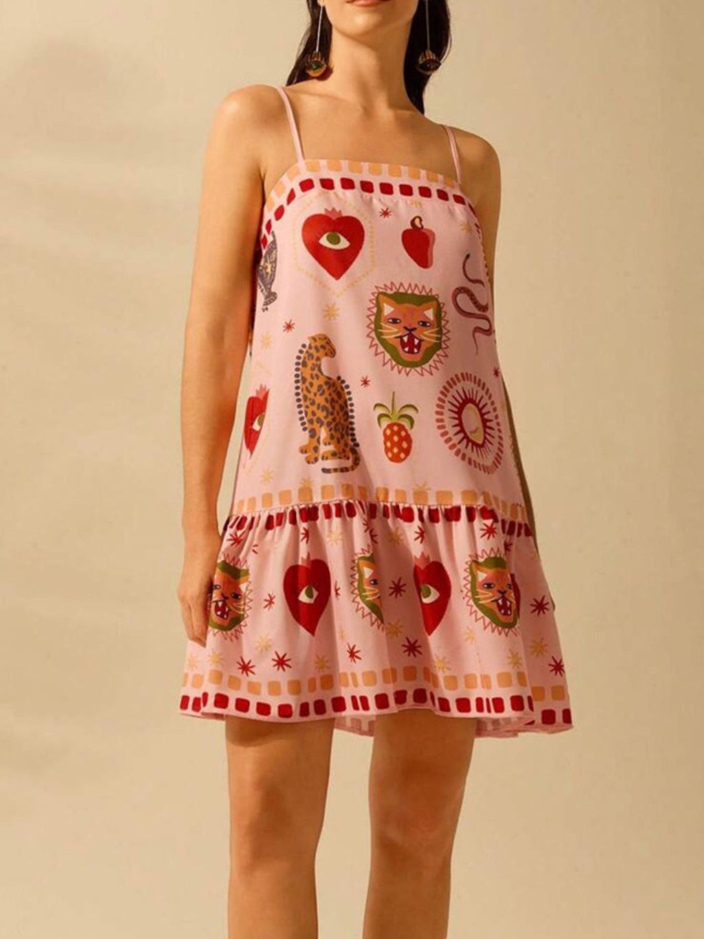 Printed Ruffle Hem Mini Dress