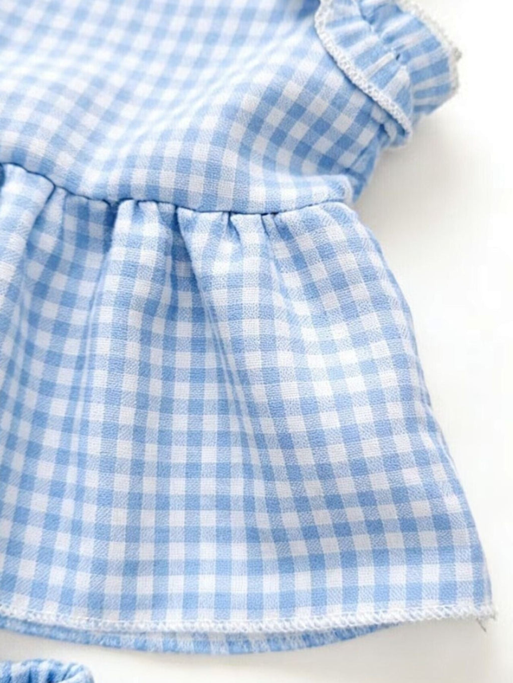 Children's Gingham Ruffle Trim Tank Top & Shorts Set