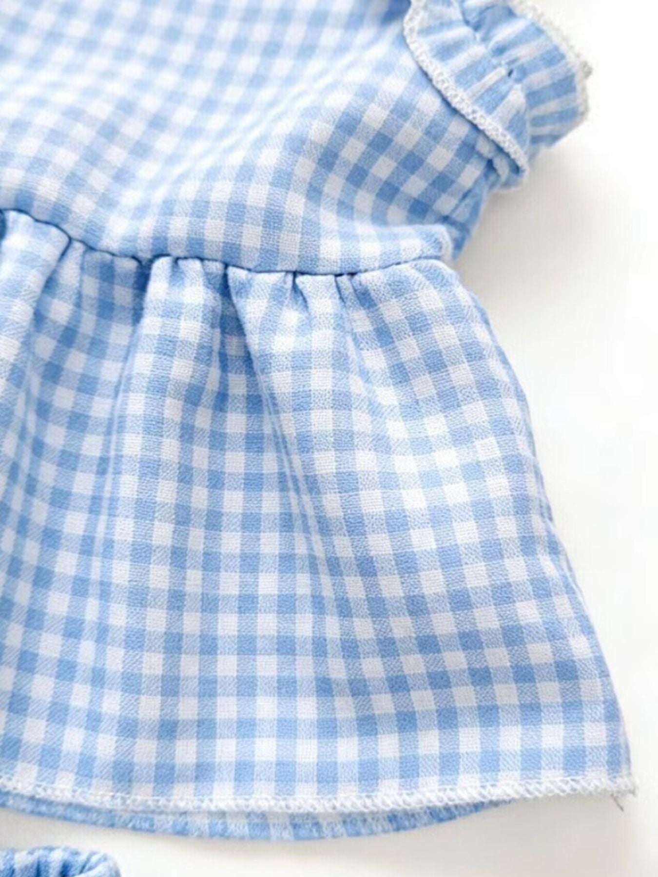 Children's Gingham Ruffle Trim Tank Top & Shorts Set
