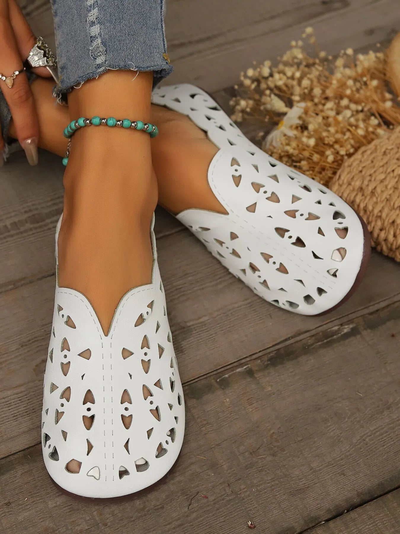 Perforated Leather Slip-On Loafers
