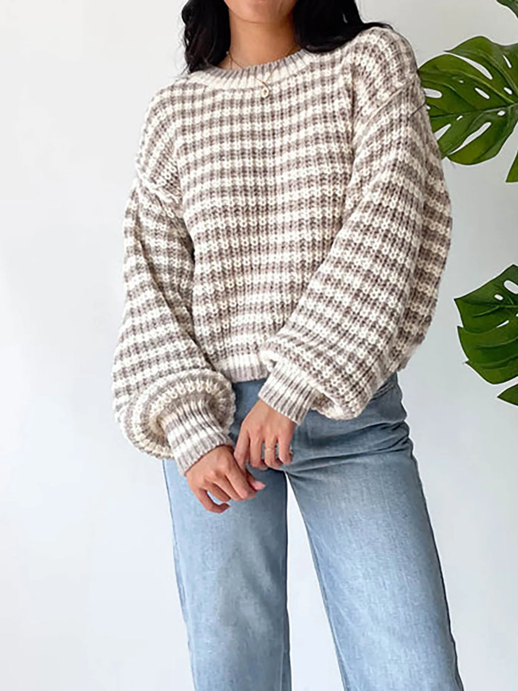 Oversized Striped Drop Shoulder Sweater