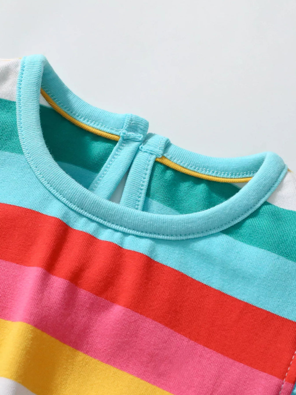 Children's Colorful Striped Ruffle Sleeve Dress