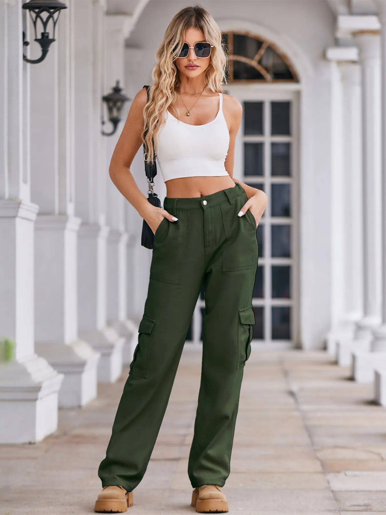 High-Waisted Cargo Jeans