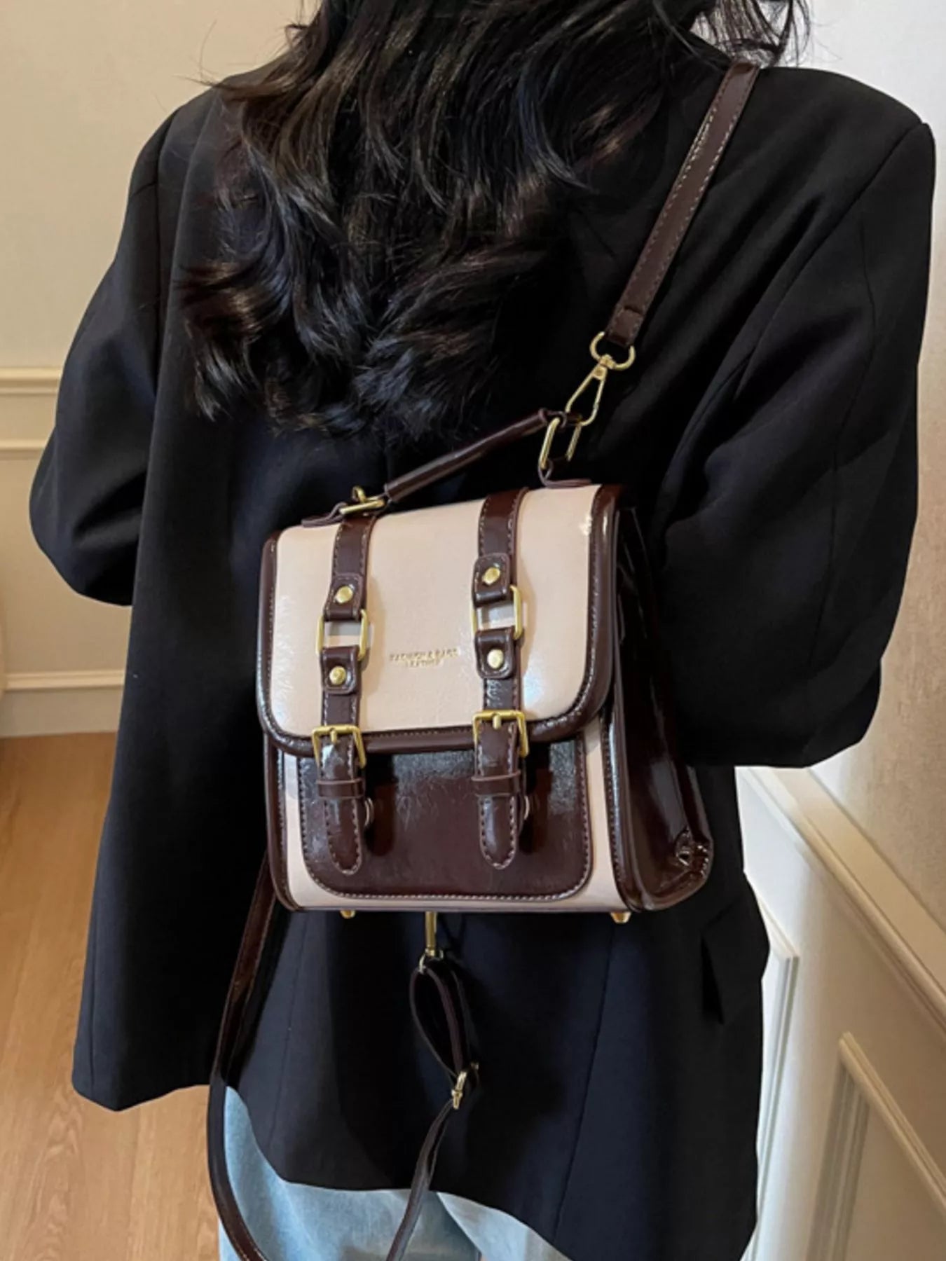 Vintage Style Buckle Backpack Bag