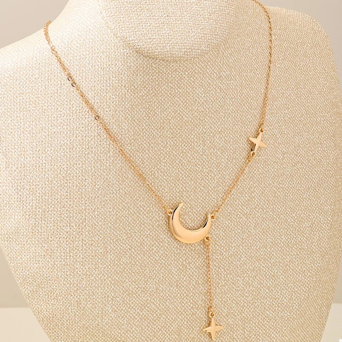 18K Gold-Plated Moon and Star Gold Chain Necklace