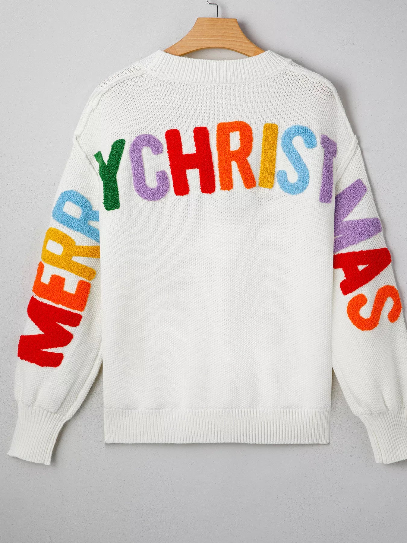 HOHOHO MERRY CHRISTMAS Drop Shoulder Holiday Sweater