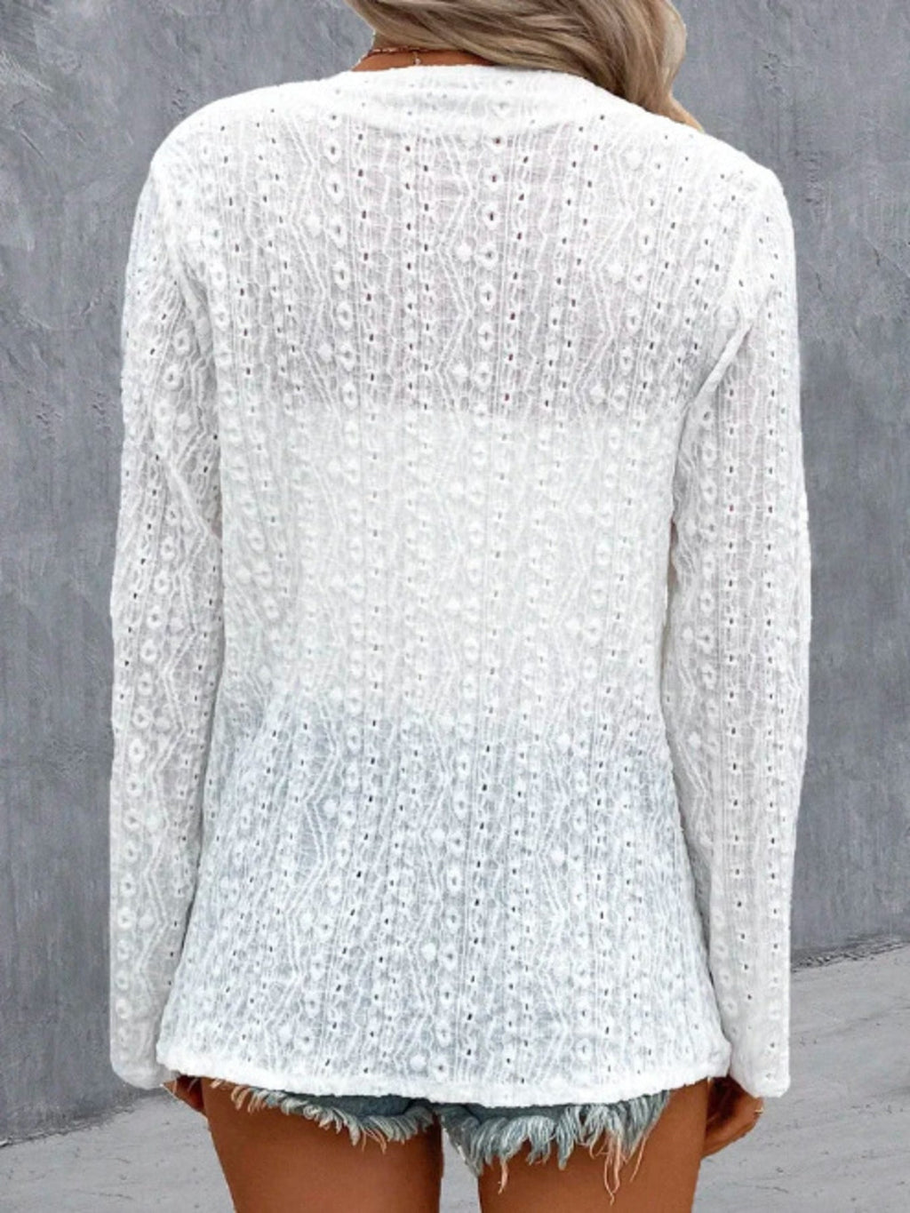Eyelet Embroidered Open Front Cardigan