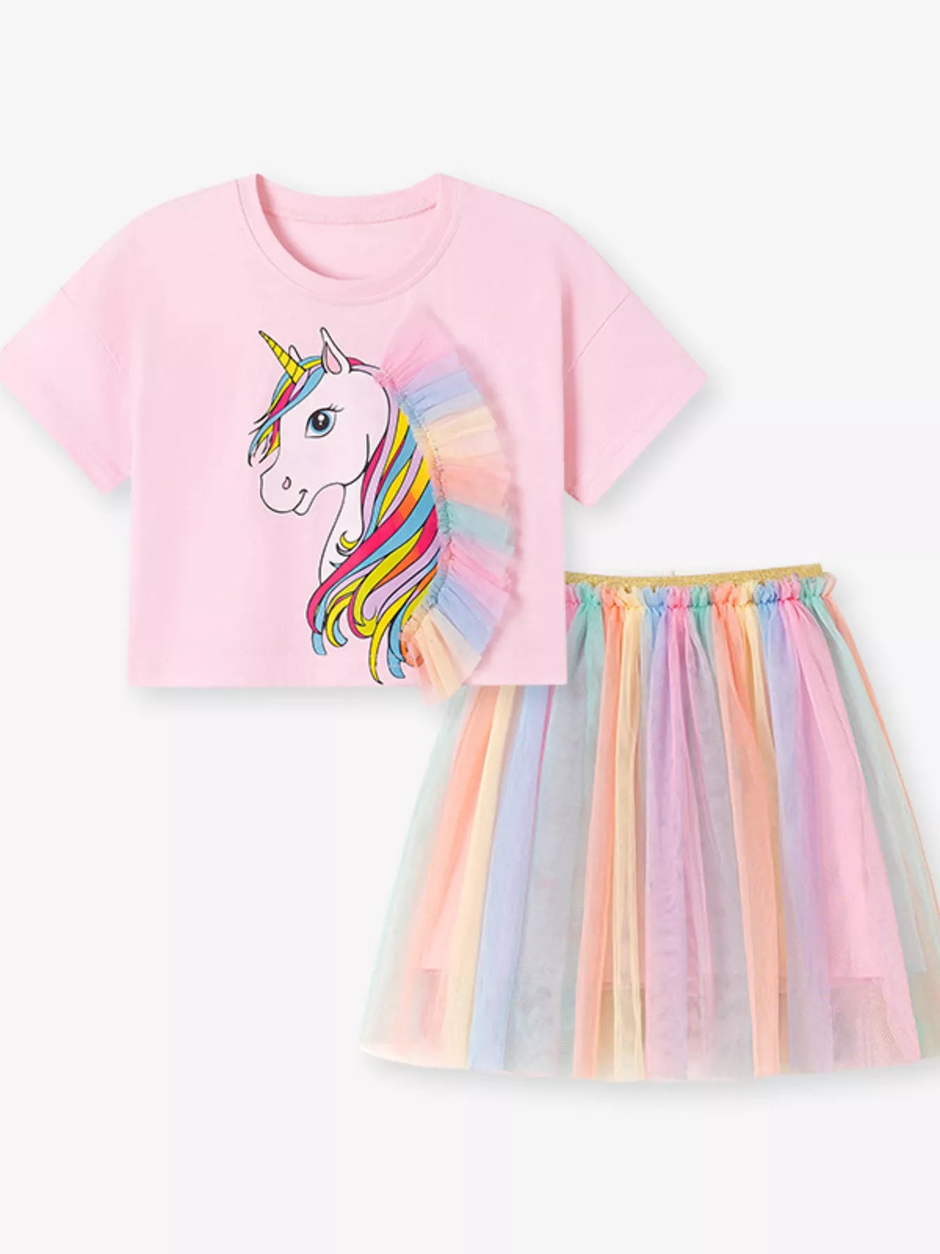 Children's Unicorn Rainbow Tulle Dress Set