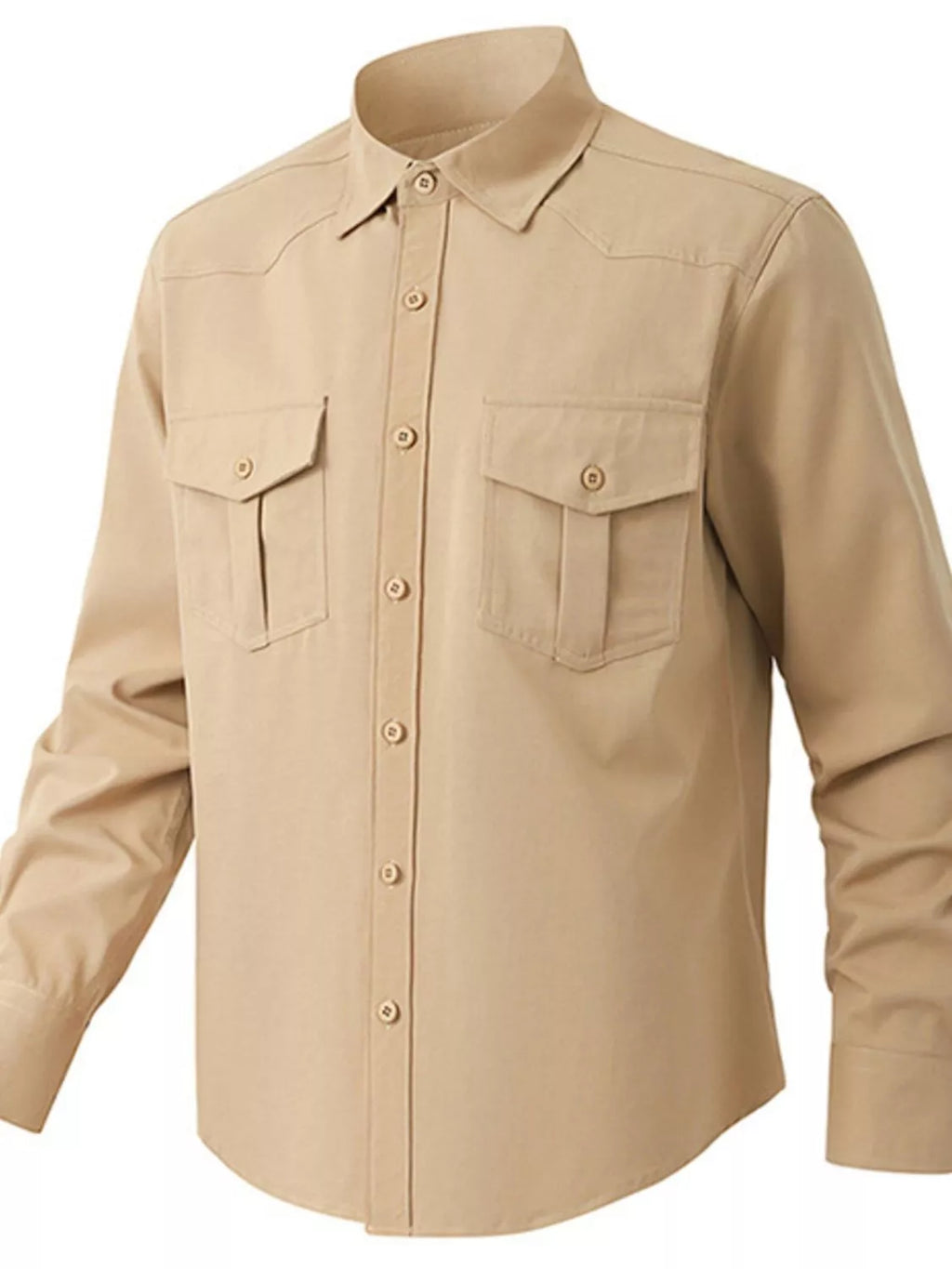 Men's Solid Color Long Sleeve Button-Up Shirt