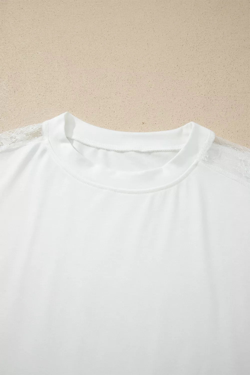 Lace Patchwork Round Neck Long Sleeve Top