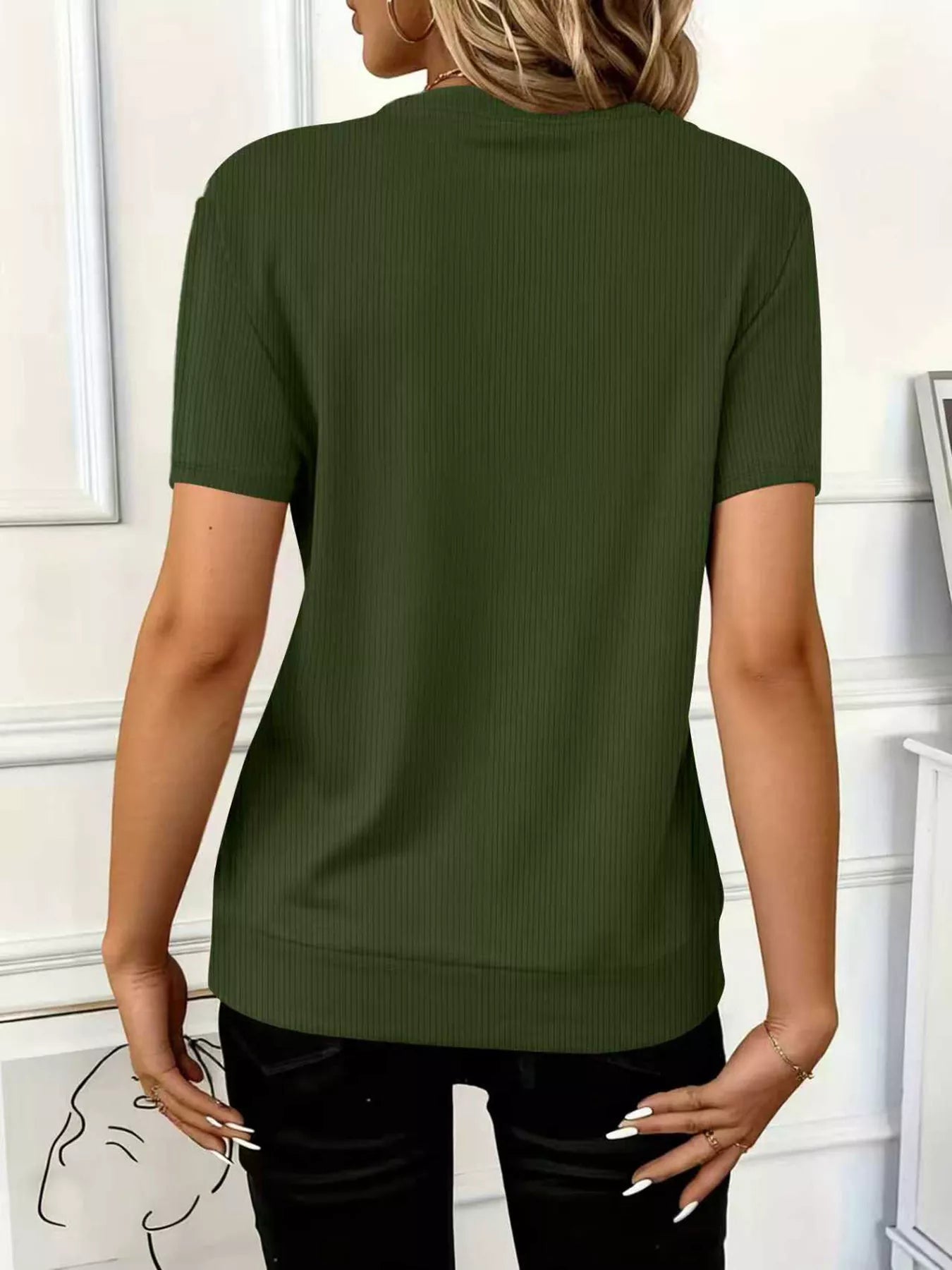 Half Zip Short Sleeve Top