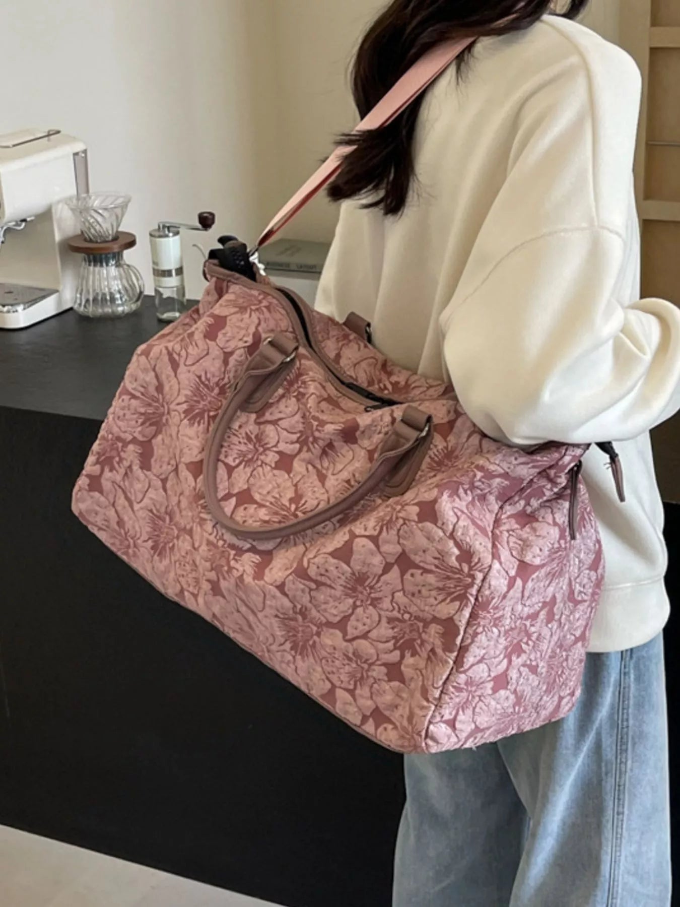 Floral Quilted Travel Bag