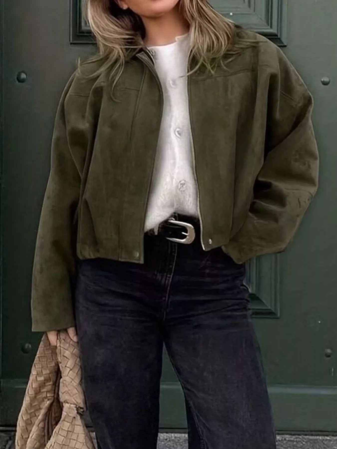 Zip Up Dropped Shoulder Jacket
