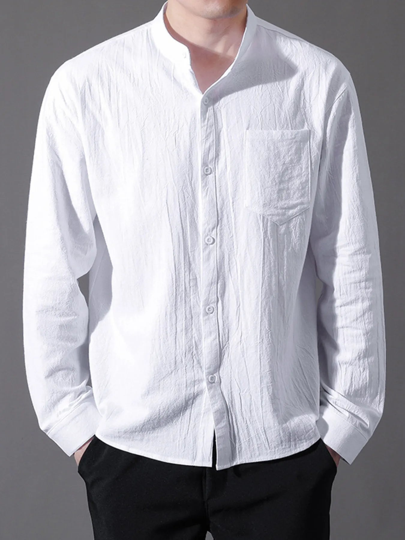 Men's Plus Size Button Up Long Sleeve Shirt