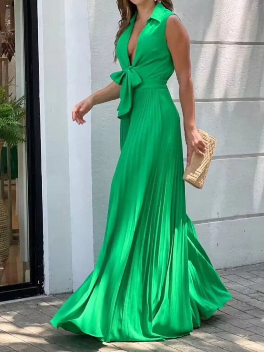 Tie Front Sleeveless Maxi Dress