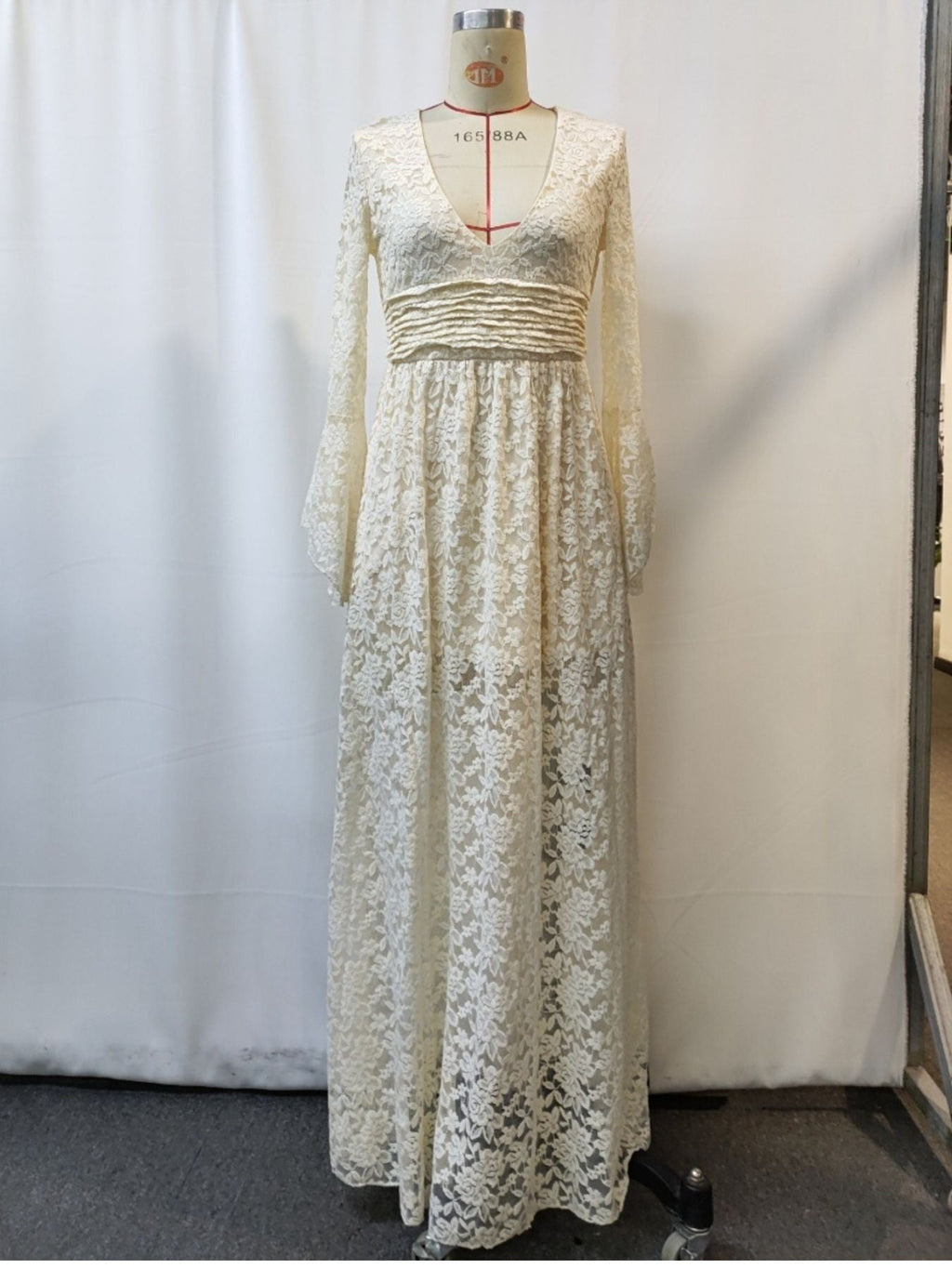 Lace Deep V-Neck Maxi Dress