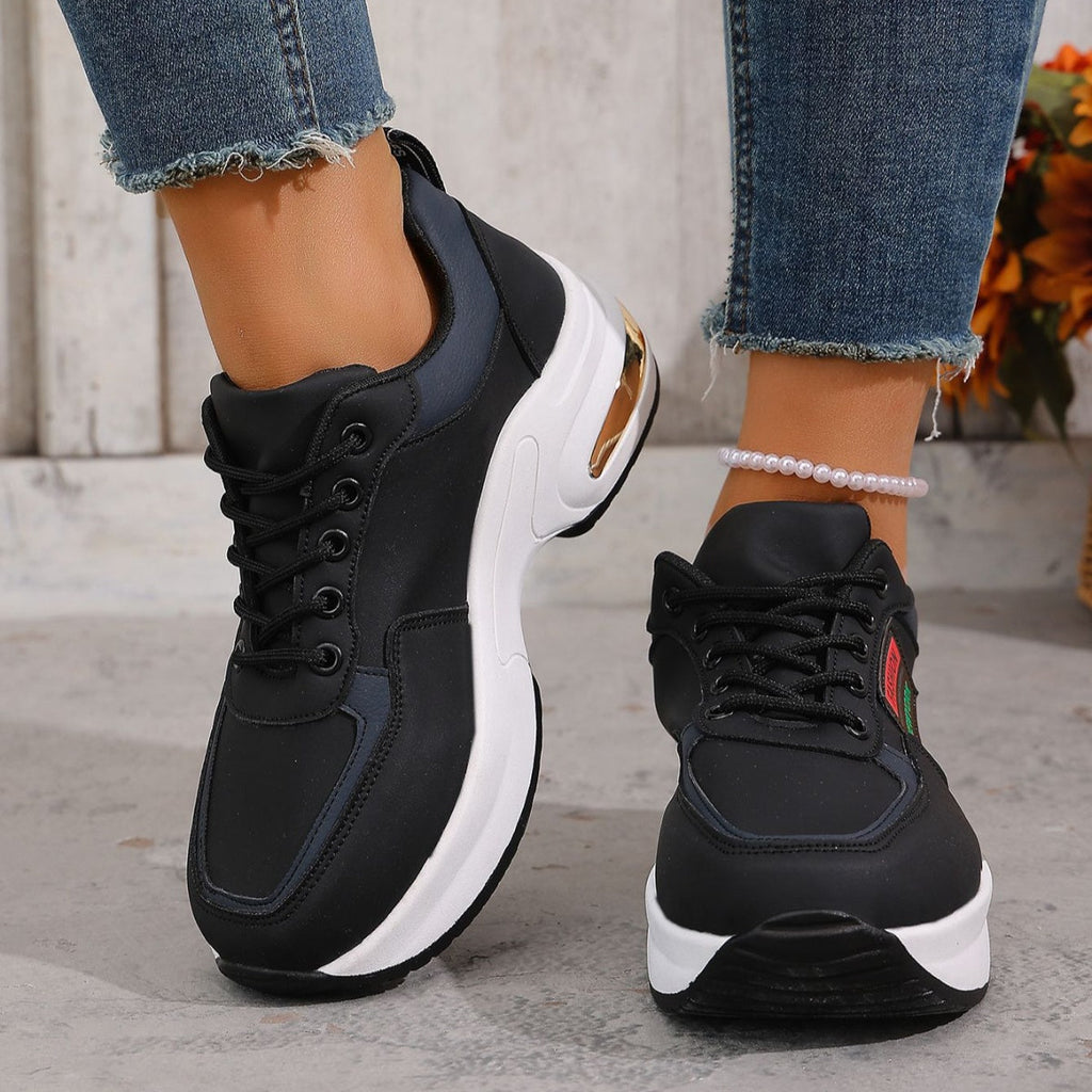 Round Toe Lace Up Sneakers