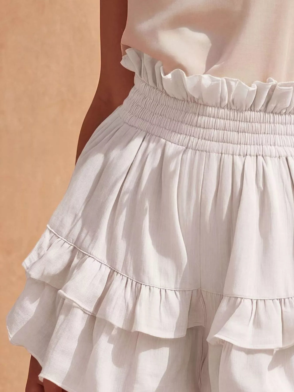 Full Size Ruffled High-Waisted Shorts Plus Size