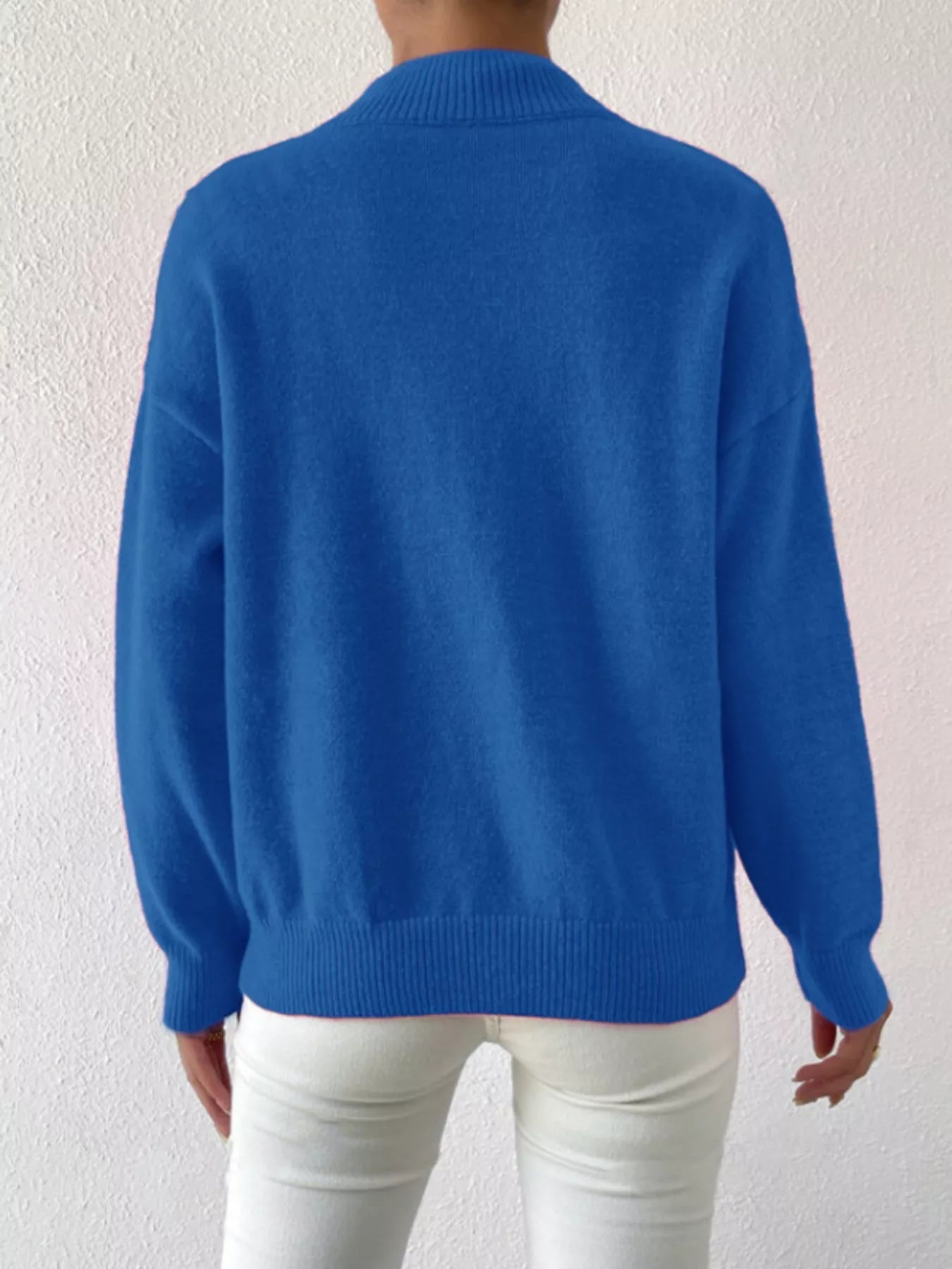 Mock Neck Dropped Shoulder Sweater