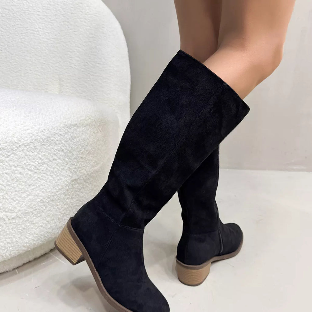 Round Toe Block Heels Boots