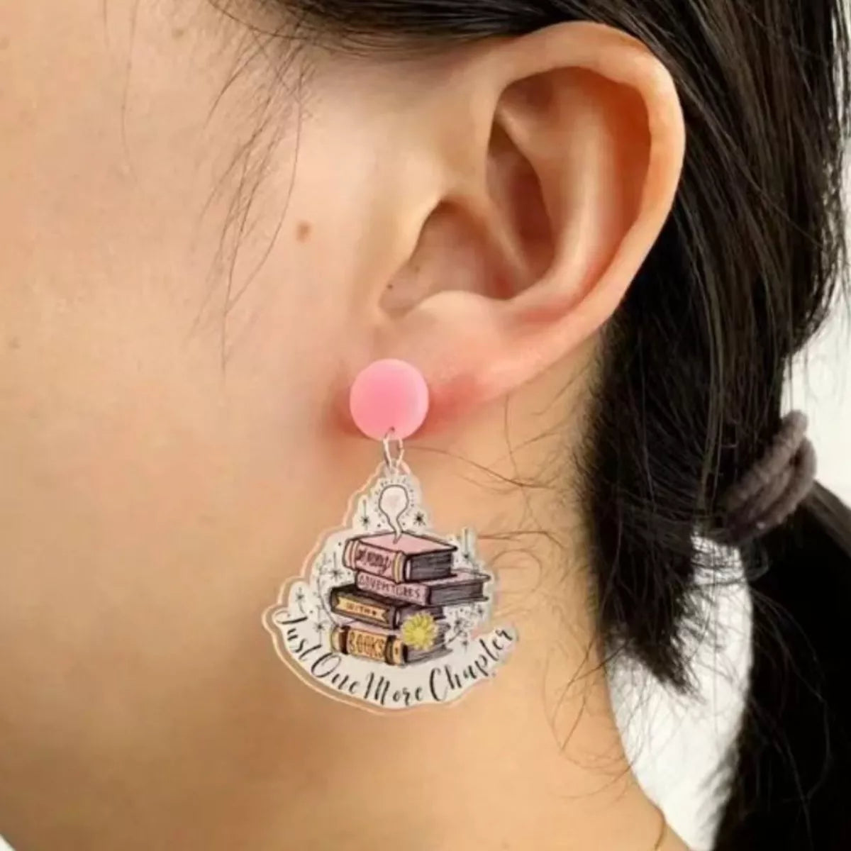 Book Stack Acrylic Drop Earrings