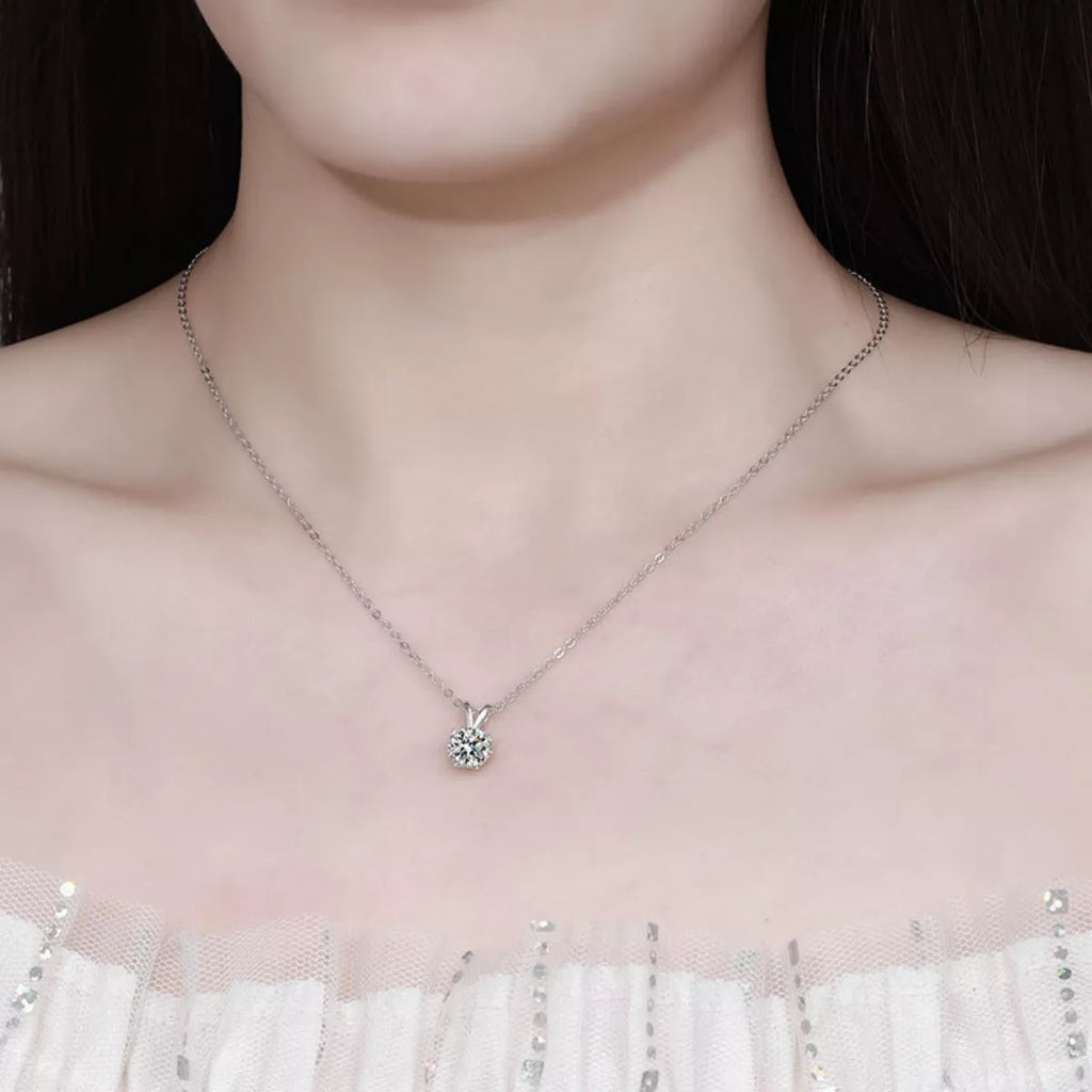 1 Carat Moissanite 925 Sterling Silver Pendant Necklace