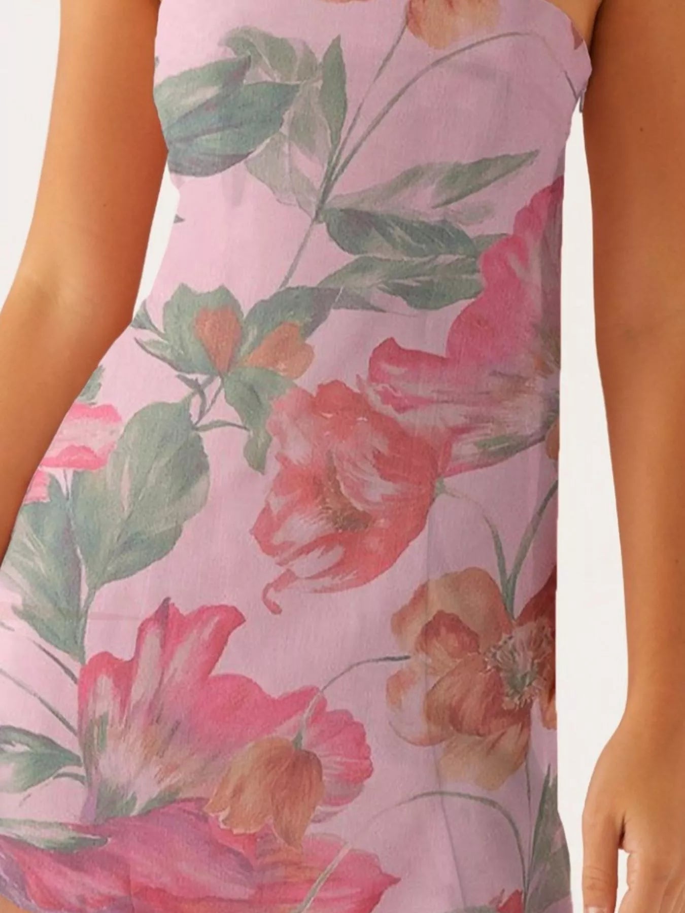 Floral Print Strapless Mini Dress with Scarf