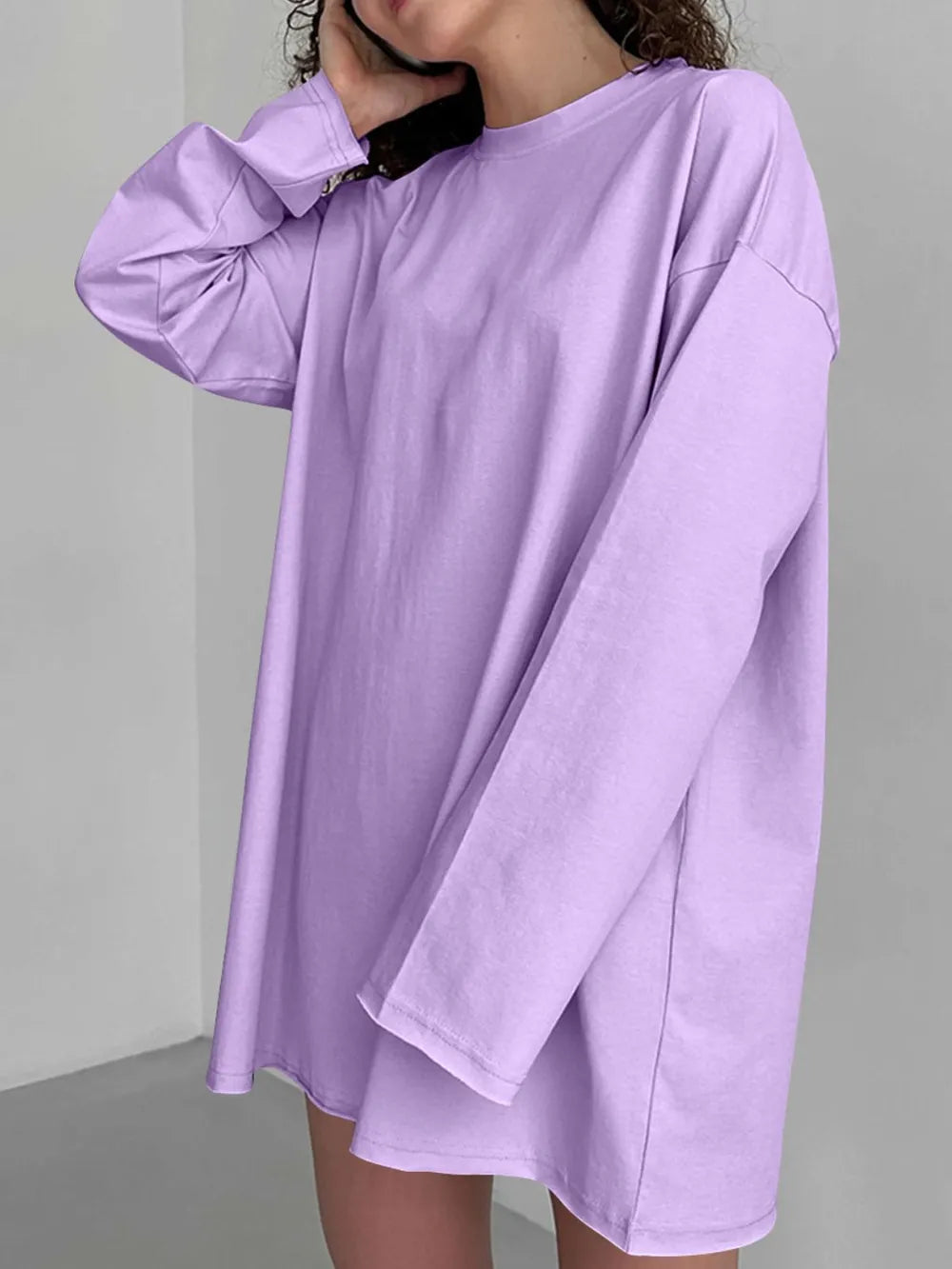 Round Neck Long Sleeve Oversized T-Shirt