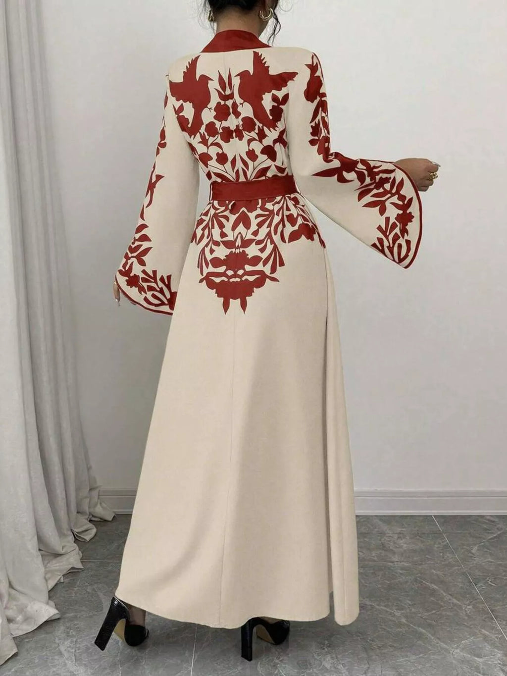 Printed Tie Waist Maxi Dress