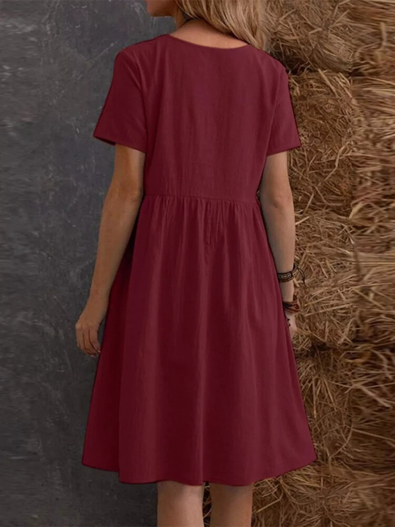 Full Size Casual Loose Fit Tiered Ruffle Hem Dress Plus Size