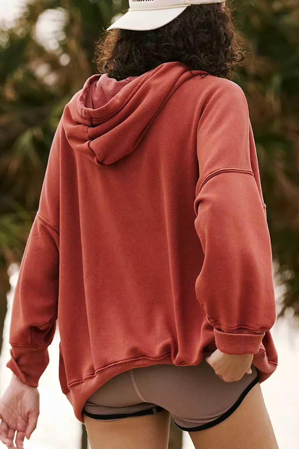 Drawstring Dropped Shoulder Hoodie
