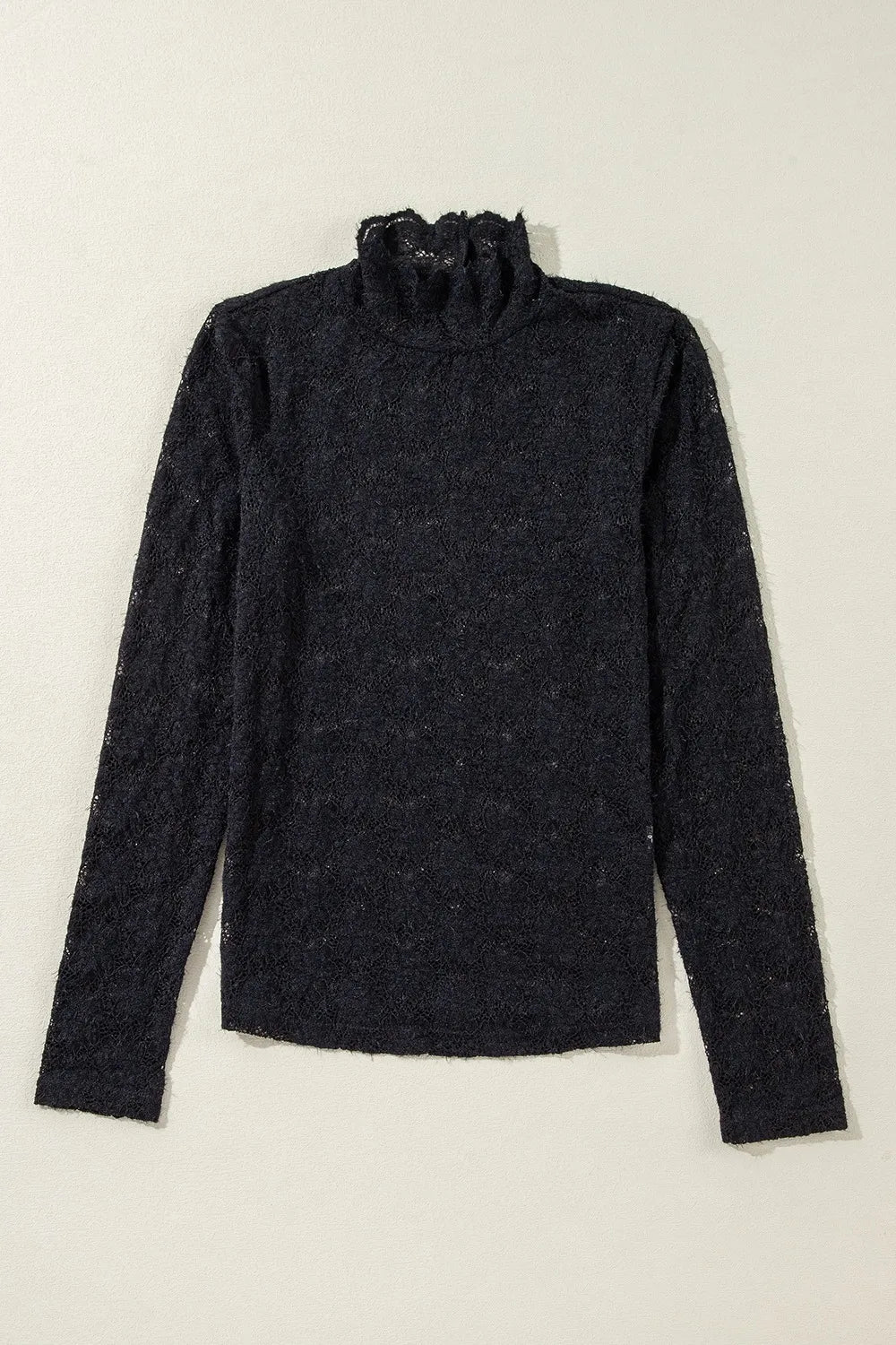 Lace Mock Neck Long Sleeve Blouse