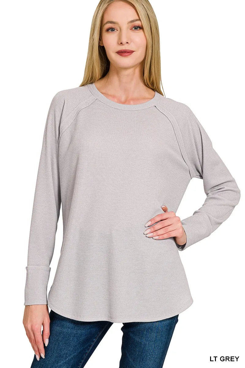 Zenana Baby Waffle Long Sleeve Top
