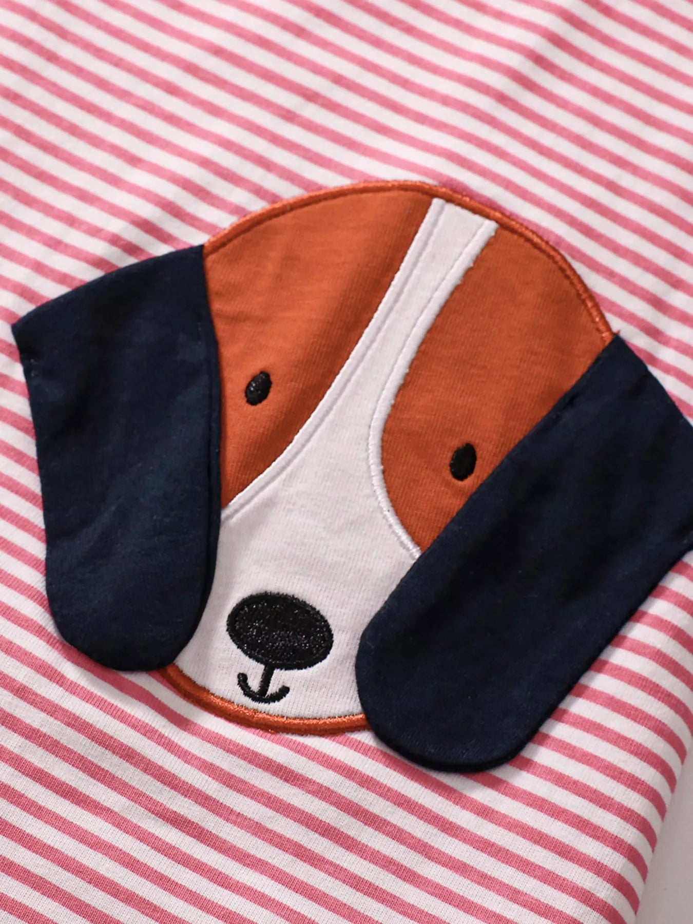 Children's Dog Striped Ruffled Dress