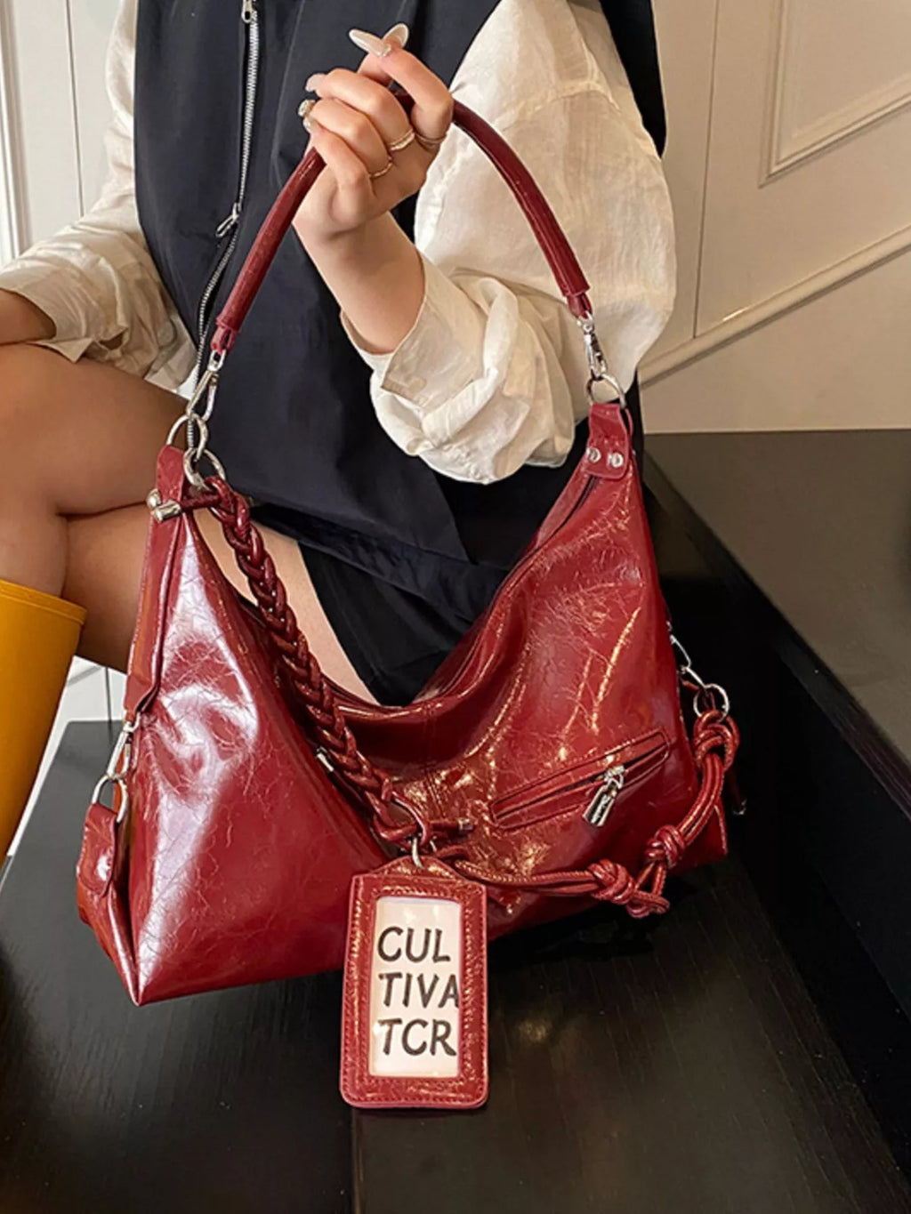 Vintage Braided Strap Shoulder Bag
