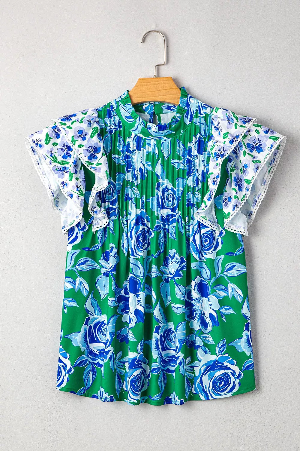 Floral Print Ruffle Sleeve Blouse
