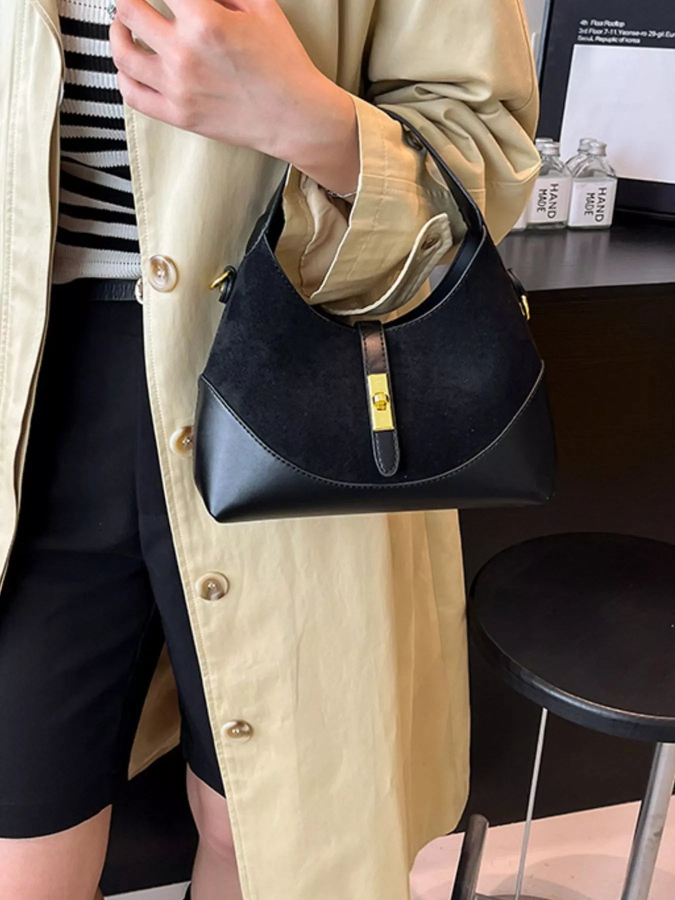 Buckle Leather Shoulder Bag
