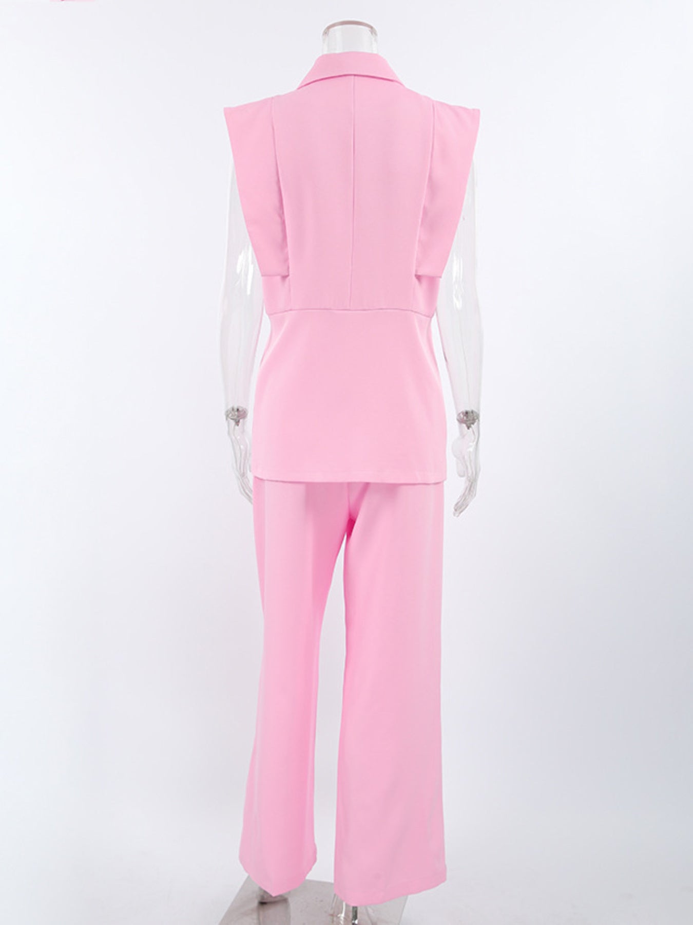 Sleeveless Blazer & Wide Leg Pants Set