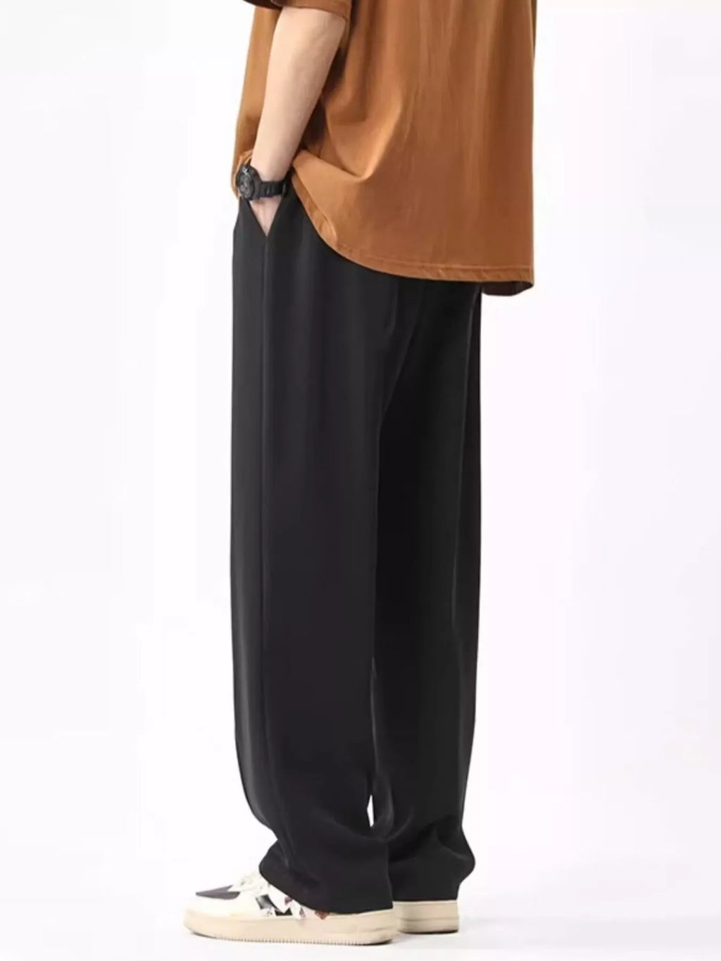 Men's Wide Leg Pants with Drawstring Waist