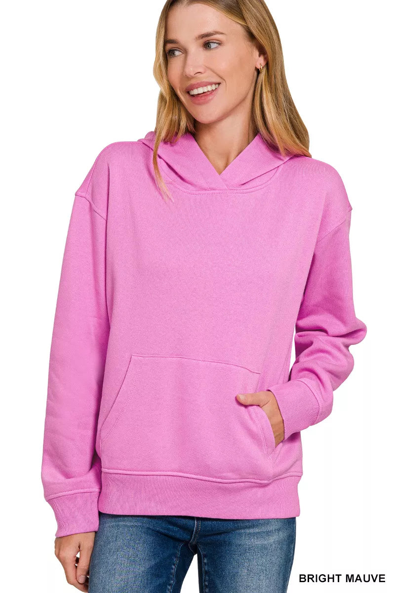 Zenana Fleece Kangaroo Pocket Hoodie