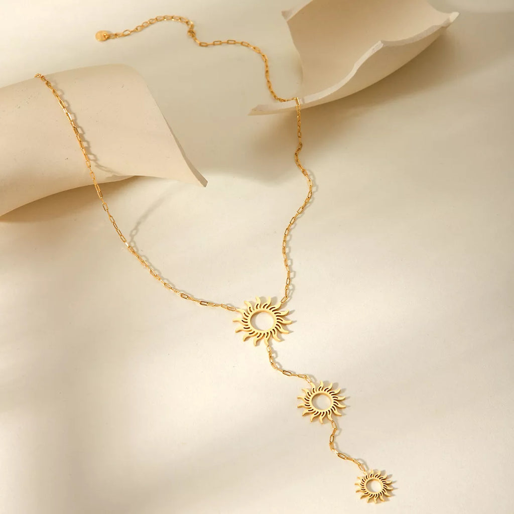 18K Gold-Plated Sun Pendant Necklace